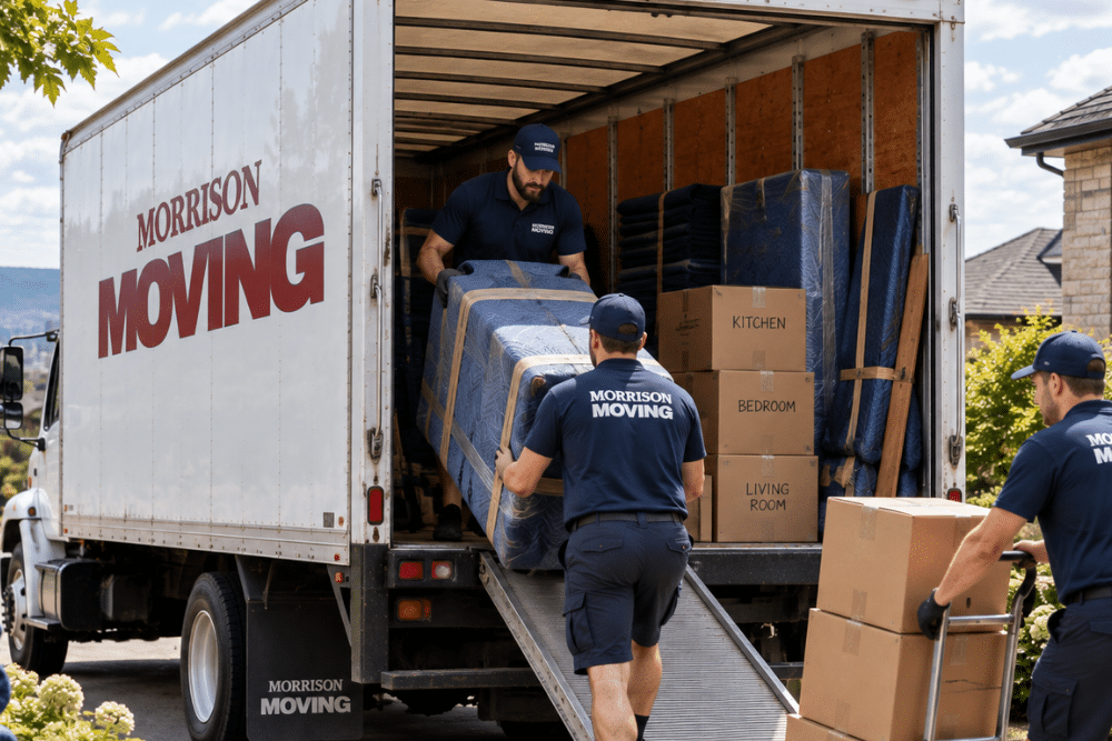 Professional Movers Loading Branded Truck